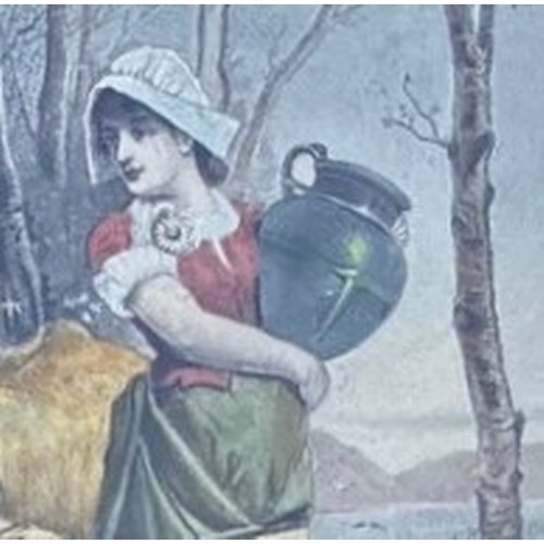 46 - After Edwin James Douglas (Scottish 1848-1914)  Sark milkmaid, coloured steel engraving, 25 x 21cm