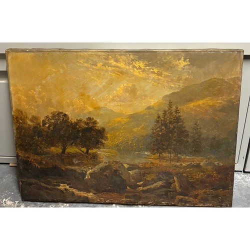 48 - Thomas Morris Ash (British 1851-1935) River valley in Wales, oil on canvas, signed lower left, inscr... 