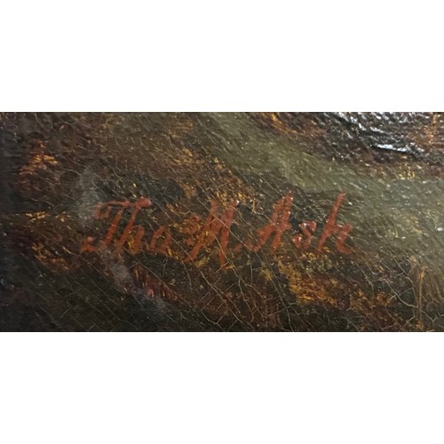 48 - Thomas Morris Ash (British 1851-1935) River valley in Wales, oil on canvas, signed lower left, inscr... 