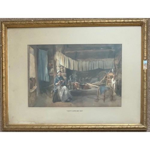 51 - Thomas Watt Cafe (British 1817-1909) The interior of a Jersey Fisherman's cottage, watercolour, 30 x... 