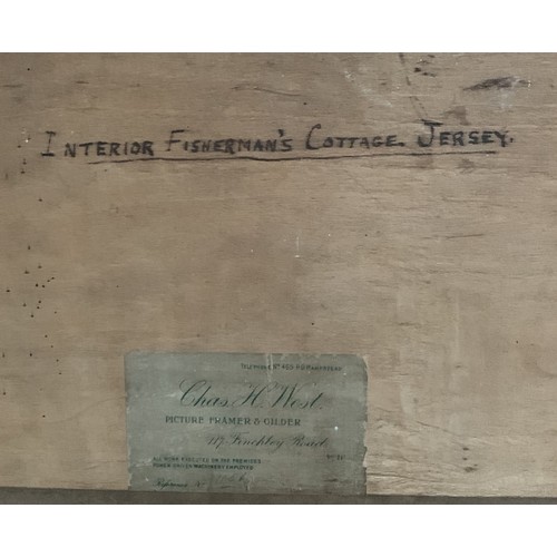 51 - Thomas Watt Cafe (British 1817-1909) The interior of a Jersey Fisherman's cottage, watercolour, 30 x... 