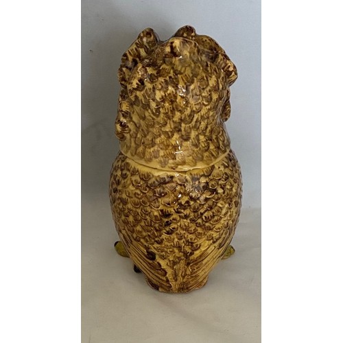 56 - A Martinware style painted pottery jar and cover in the form of a grotesque owl, early 20th century,... 