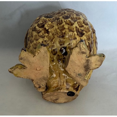 56 - A Martinware style painted pottery jar and cover in the form of a grotesque owl, early 20th century,... 