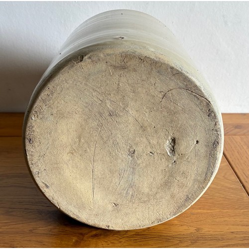 58 - Guernsey two tone stoneware half gallon size flagon, transfer printed Bertin Feuillerat Caves De Bor... 