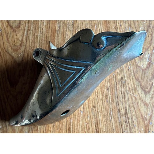 6 - A vintage Spanish Conquistador brass stirrup, with engraved decoration, 27 x 12cm.