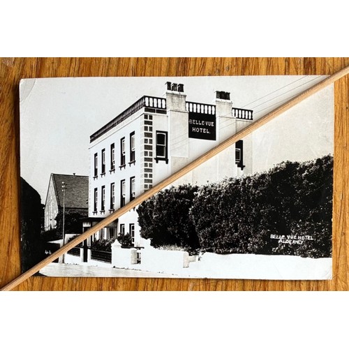 127 - Real photographic postcard by Norman Grut Guernsey - Belle Vue Hotel Alderney.