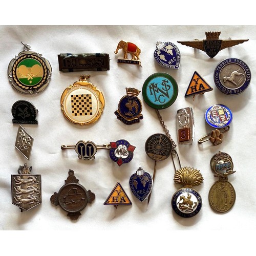 3 - Collection of various badges etc. including The States of Guernsey Intermediate School, darts tie pi... 