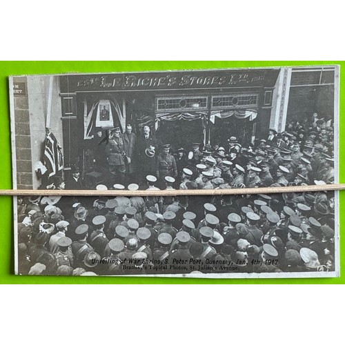 130 - Real photographic postcard by Thomas Bramley Guernsey, Unveiling of War Shrine St Peter Port Guernse... 