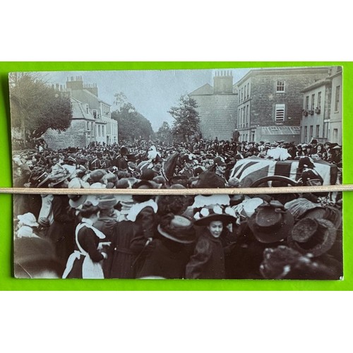 131 - Real photographic postcard. - Top of The Grange Guernsey - The funeral of General Auld, 21st Februar... 