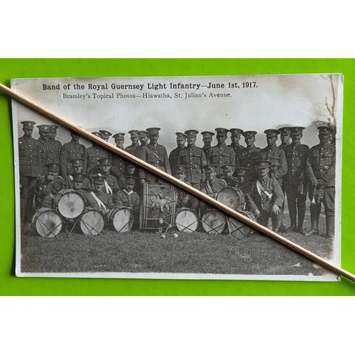 134 - Real photographic postcard by Thomas Bramley Guernsey, Band of The Royal Guernsey Light Infantry, Ju... 