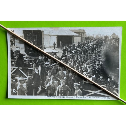 136 - Real photographic postcard by Thomas Bramley Guernsey, Royal Engineers at Guernsey Harbour, 15th Mar... 