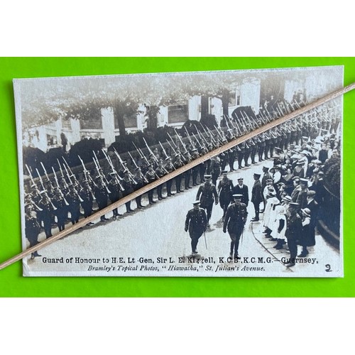 139 - Real photographic postcard by Thomas Bramley Guernsey, Guard of Honour to H.E. Lt. Gen. Sir L.E. Kig... 