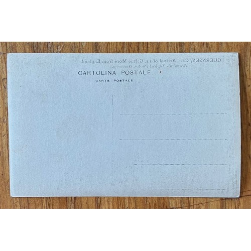 144 - Real photographic postcard by Thomas Bramley Guernsey, Arrival of the Galtee More.