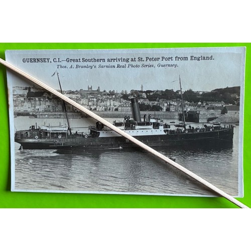 149 - Real photographic postcard by Thomas Bramley Guernsey, S.S. Alberta arriving at St Peter Port Guerns... 