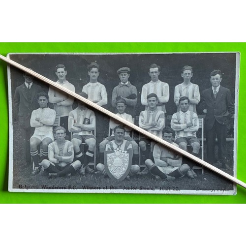 152 - Real photographic postcard by Thomas Bramley Guernsey, Belgrave Wanderers Football Club, Winners of ... 
