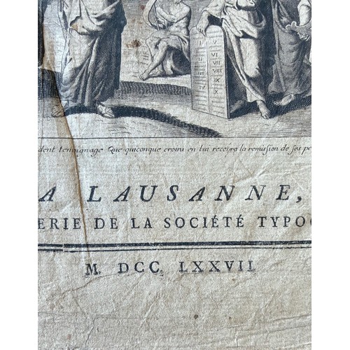 14 - Leather bound 'Sainte Bible', of Guernsey interest, printed in French dated 1777, bound by Thomas Gr... 