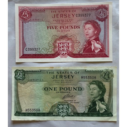 161 - British Banknotes, The States of Jersey, denomination Five Pounds, Queen Elizabeth issue 1963-1972, ... 