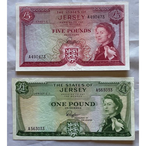 163 - British Banknotes, The States of Jersey, denomination Five Pounds, Queen Elizabeth issue 1963-1972, ... 