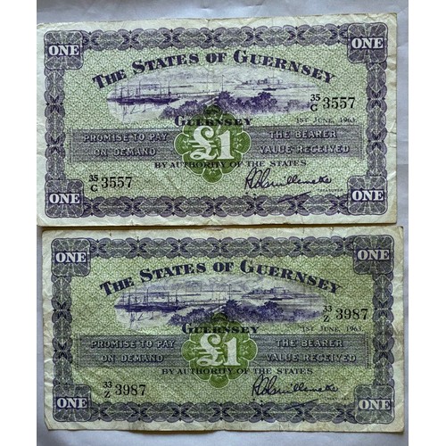 165 - British Banknotes, The States of Guernsey, denomination One Pound, 1st June 1963, signatory Louis Gu... 