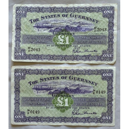 167 - British Banknotes, The States of Guernsey, denomination One Pound, 1st January 1961, signatory Louis... 