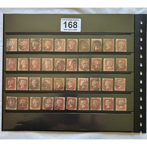 168 - Collection of Ninety Great Britain Queen Victoria Penny Red Postage Stamps (90).