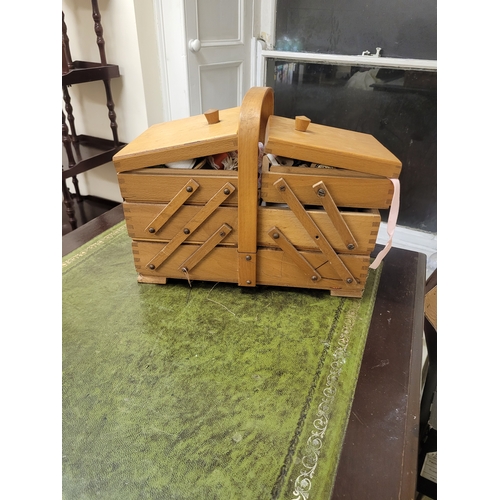 91 - Vintage sewing box + contents