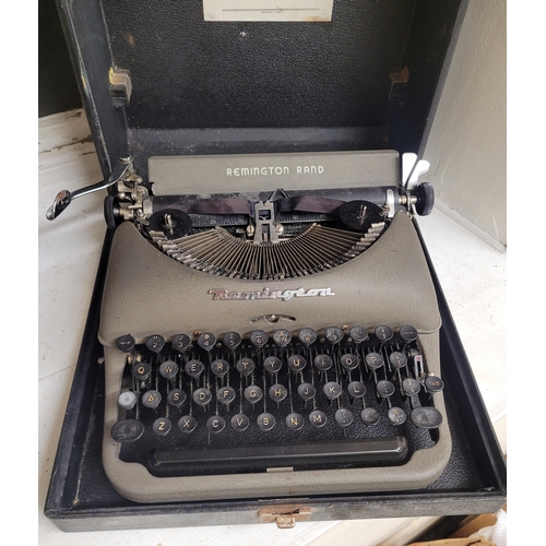 114 - Remington Rand Typewriter in case from Sweeney Typewriter Service, Cork 2 Fr. Matthew St