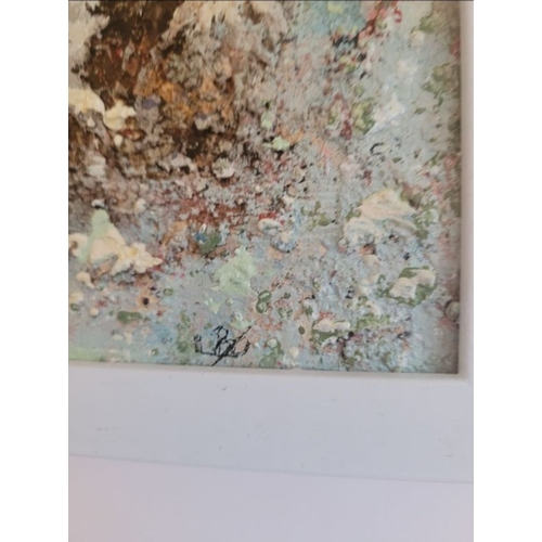 122 - John Kingerlee, signed, Rocks and Flowers, Skibereen 2020 oil and mixed media, image 20x17.5cm frame... 