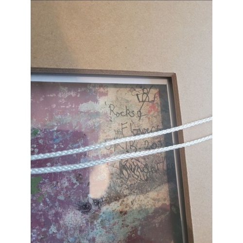 122 - John Kingerlee, signed, Rocks and Flowers, Skibereen 2020 oil and mixed media, image 20x17.5cm frame... 