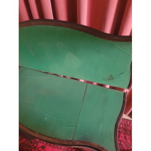 159 - Georgian Mahogany folding card table with serpentine front  -  for restoration