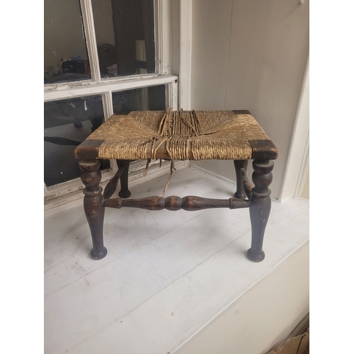 5 - 19th century stool with woven seat.