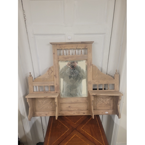 34 - A stripped pine over mantle mirror with original glass - 19th century