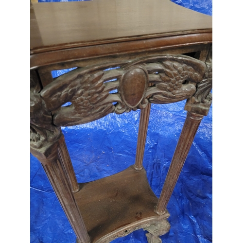 6 - LARGE CARVED MAHOGANY PEDESTAL. PROFUSELY CARVED WITH CRESTED EAGLES TO
EACH CORNER. FLUTED COLUMNS ... 