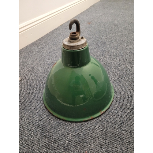 46 - Large Benjamin enamel industrial light shade and a green enamel industrial light shade