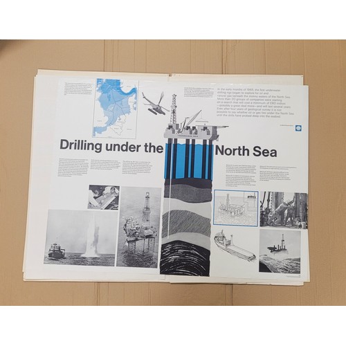 185 - Shell poster. A Shell picture story. X2. Oil Drilling goes to Sea 1966 and 1970