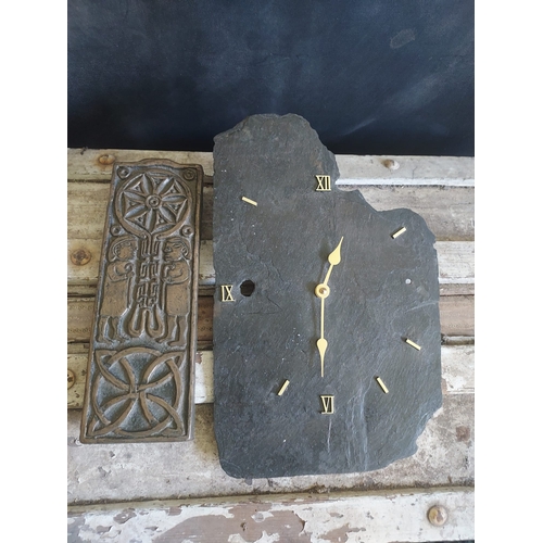 slate clock and an Irish celtic item