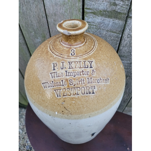 21 - Large Stoneware Whiskey Flagon -  'P.J Kelly Wine Importer and Wholesale Spirit Merchant Westport'

... 