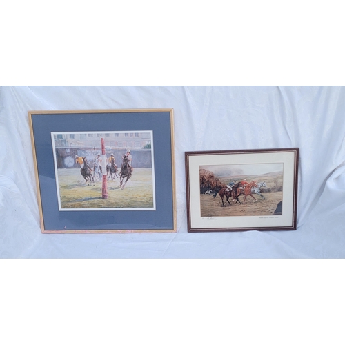 24 - 2 equine Prints.. A polo scene  
A fine coloured racing print by Kenneth Ansell