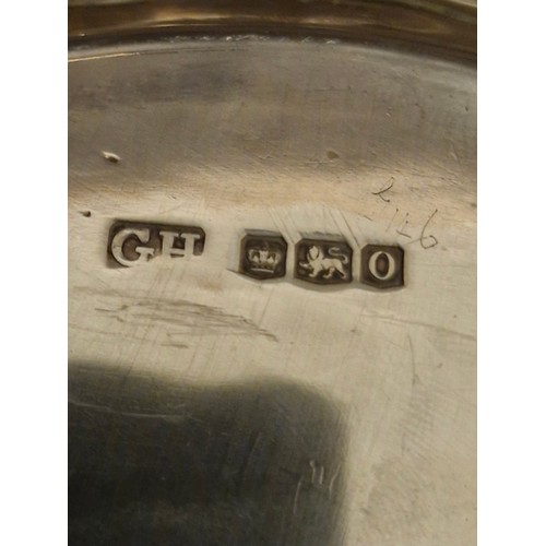 4 - Silver Serving Tray -  Inscribed ' Peg'. Harrison Brothers, Sheffield. 1956. Stamped Hopkins and Hop... 