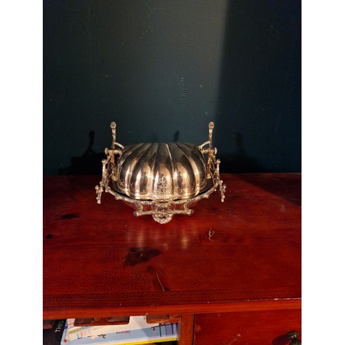 9 - Victorian Silver Plated folding biscuit / bun warmer or sweet dish.
by P.Bros Patented.