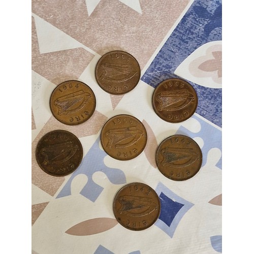 148 - 7 Irish one pennies -  1d - 1942, 1963, 1963, 1964, 1968, 1942 & 1942