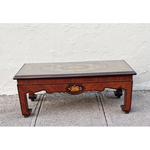 159 - Edwardian inlaid glass topped coffee table..