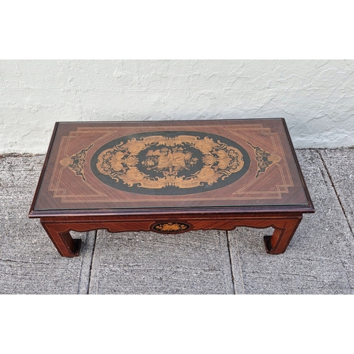 159 - Edwardian inlaid glass topped coffee table..