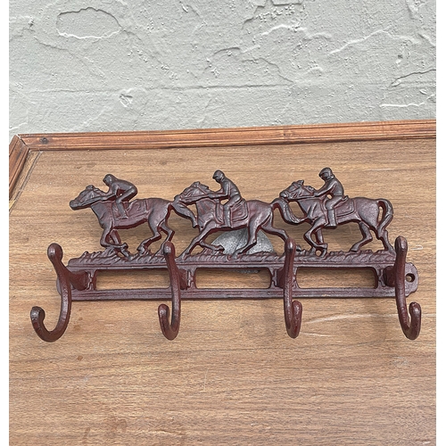 71 - Cast metal coat hanger equestrian -