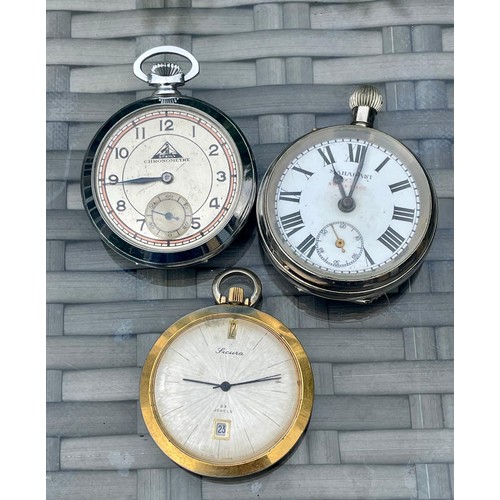 329 - 3 Vintage manual wind pocket watches in running order