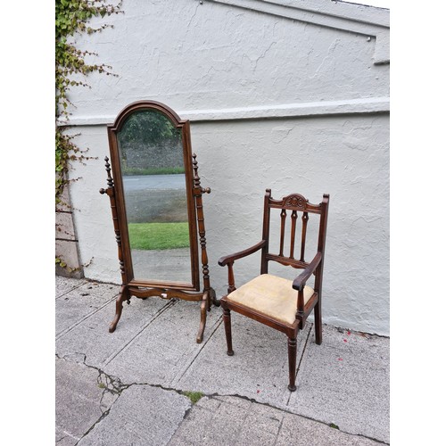 292 - Large carver armchair by Robert Watson and co Belfast and a Victorian style floor mirror

Robert Wat... 