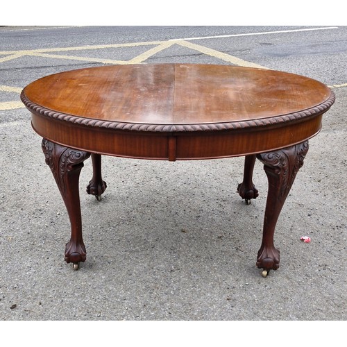 11 - Victorian Mahogany Chippendale revival centre dining table with inner leaf to extend