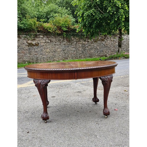 11 - Victorian Mahogany Chippendale revival centre dining table with inner leaf to extend