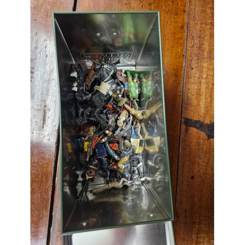 23 - Medal of Honor collectors case in manner of ammo tin. Plus metal toy soldiers (damaged).