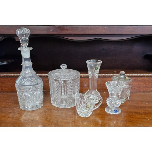 60 - A selection of Irish Crystal  -  biscuit barrel, decanter etc.